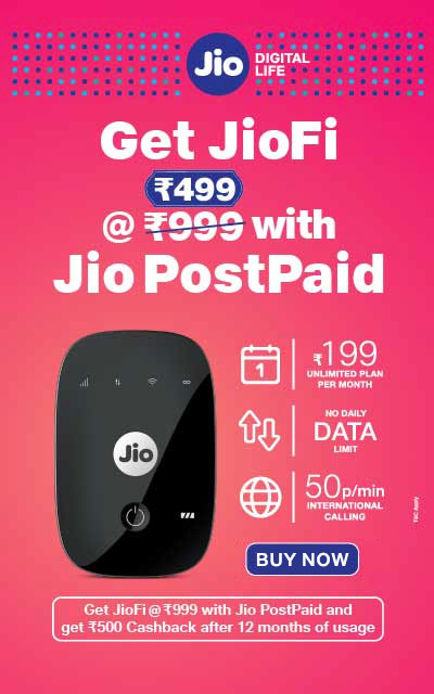 Jiofi Postpaid Plan Offer Buy Jiofi For Rs 499 Only